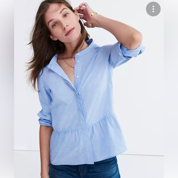 Madewell Tops - Madewell Peplum Shirt in Waterfall Blue